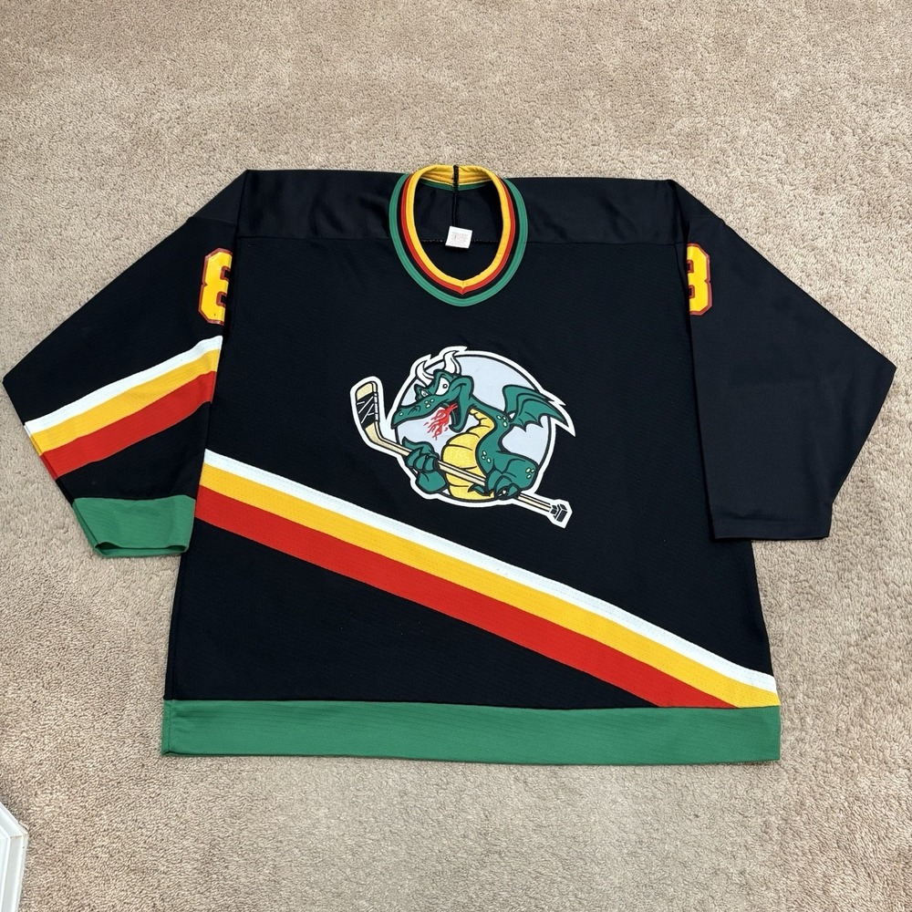 San Antonio Dragons Jersey IHL Men's XL Black Vintage 90s BAUER Mic Hockey